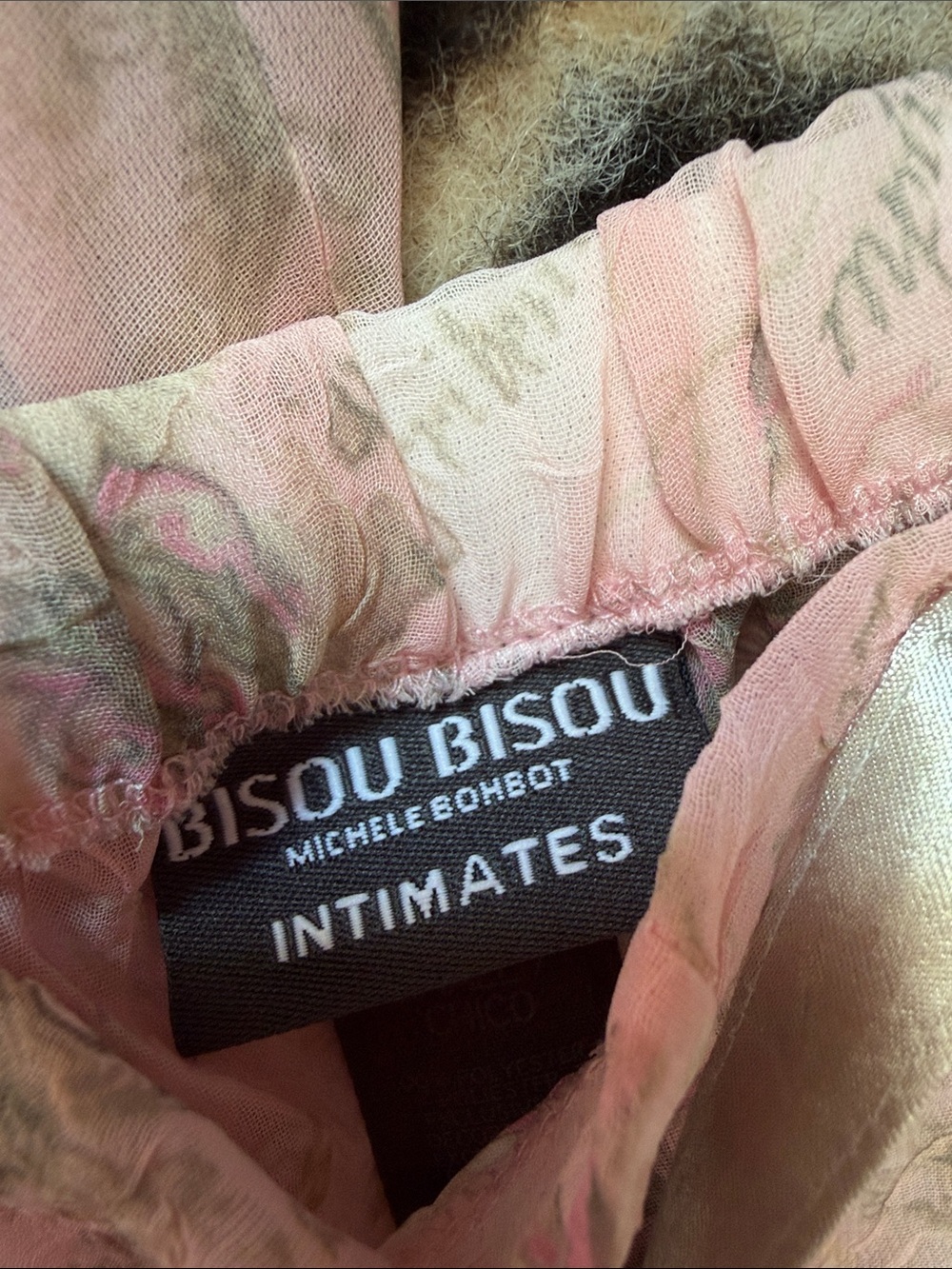 Sheer Floral Pink Satin-Trim Pajama Set - Picture 4 of 6